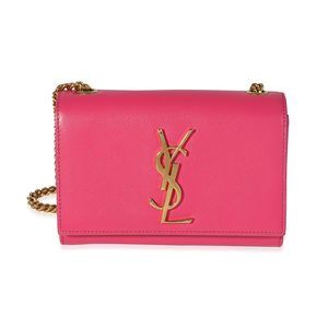 Saint Laurent Hot Pink Grain De Poudre Small Kate Chain Bag
